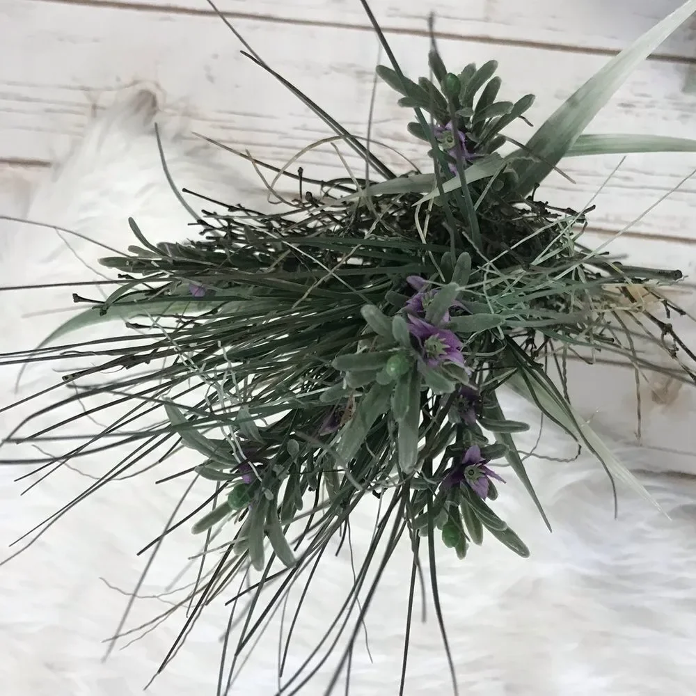 Artificial Grass Clump Faux‎ Plant Purple Flowers